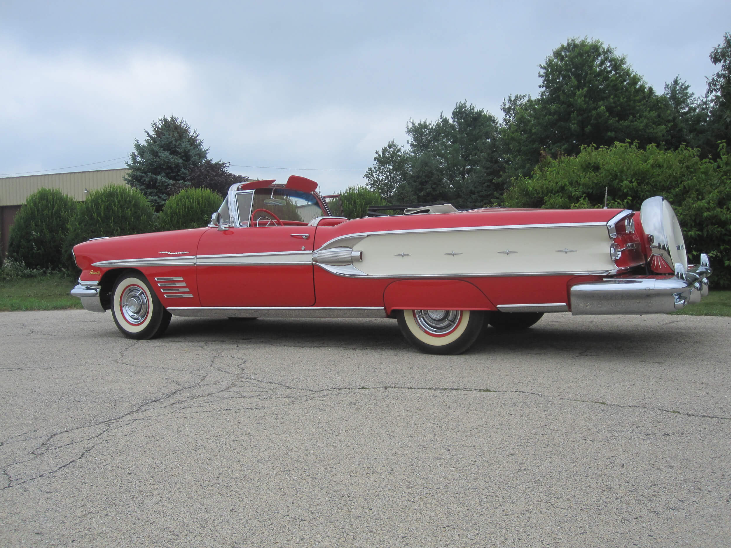 1958 Pontiac Bonneville Ragoon Red and Patina Ivory Convertible 370cu ...