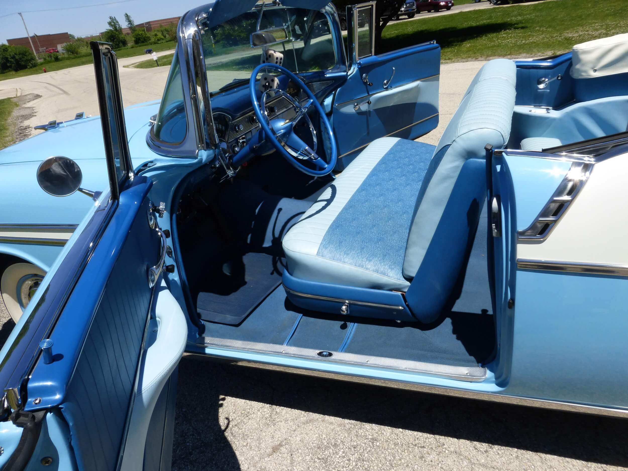 1956 Chevrolet Bel Air Nassau Blue And India Ivory Convertible Body